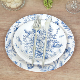Timeless Elegance With White & Blue French Toile Disposable Plates<br> Timeless Elegance With White & Blue French Toile Disposable Plates<br>