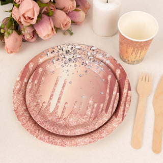 Premium Quality Rose Gold Disposable Tableware Set Premium Quality Rose Gold Disposable Tableware Set
