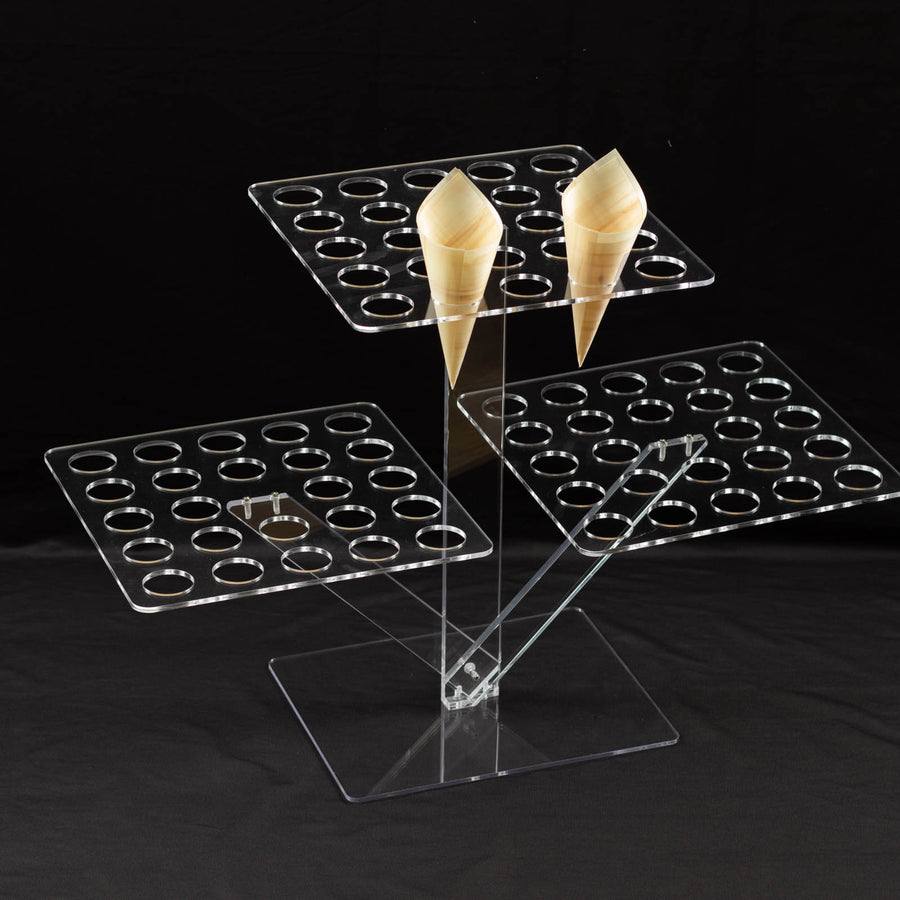 18inch Tall Clear 3-Tier Acrylic 72-Slot Ice Cream Cone Shot Glass Tray