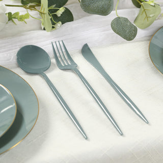 Soft Dusty Blue Disposable Cutlery Set for Elegant Occasions Soft Dusty Blue Disposable Cutlery Set for Elegant Occasions
