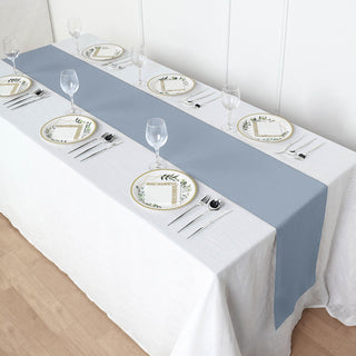 Transform Your Event with the Dusty Blue Polyester Table Runner