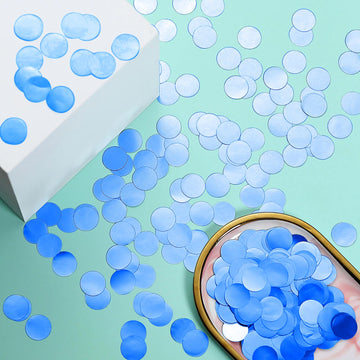18G Bag Dusty Blue Round Foil Metallic Table Confetti Dots, Balloon Confetti Decor