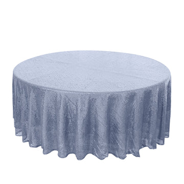 108" Dusty Blue Seamless Premium Sequin Round Tablecloth