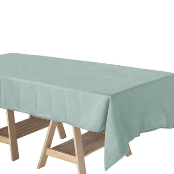 60"x102" Dusty Blue Seamless Rectangular Tablecloth, Linen Table Cloth With Slubby Textured, Wrinkle Resistant