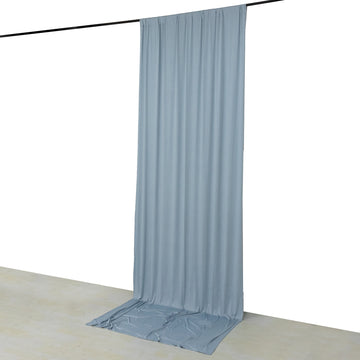 Dusty Blue 4-Way Stretch Spandex Event Curtain Drapes, Wrinkle Resistant Backdrop Event Panel with Rod Pockets - 5ftx12ft