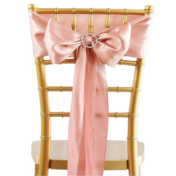 5 Pack 6"x106" Dusty Rose Satin Chair Sashes