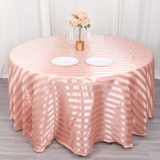 Elevate Your Event Decor with the Dusty Rose Satin Stripe Tablecloth Elevate Your Event Decor with the Dusty Rose Satin Stripe Tablecloth