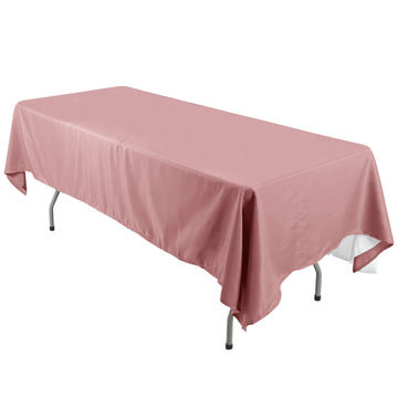 60"x126" Dusty Rose Seamless Polyester Rectangular Tablecloth