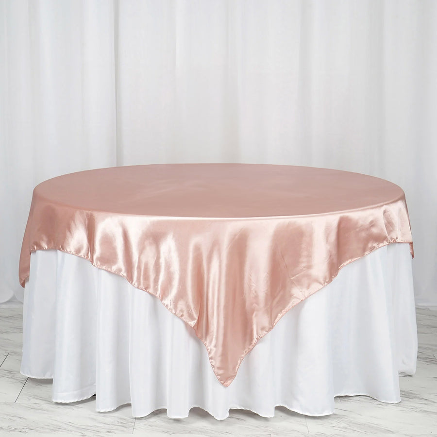 72" x 72" Dusty Rose Seamless Satin Square Tablecloth Overlay