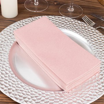 20 Pack Dusty Rose Soft Linen-Feel Airlaid Paper Dinner Napkins, Highly Absorbent Disposable Party Napkins