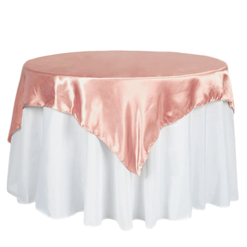 60"x60" Dusty Rose Square Smooth Satin Table Overlay