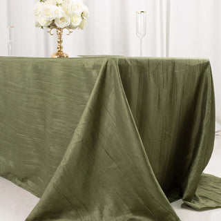 Luxurious Dusty Sage Green Accordion Crinkle Taffeta Rectangle Tablecloth Luxurious Dusty Sage Green Accordion Crinkle Taffeta Rectangle Tablecloth