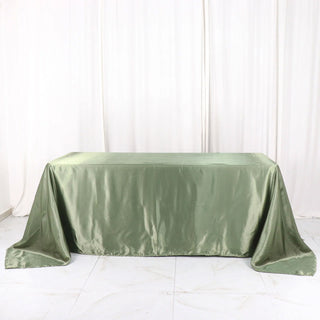 Dusty Sage Green Satin Seamless Rectangular Tablecloth