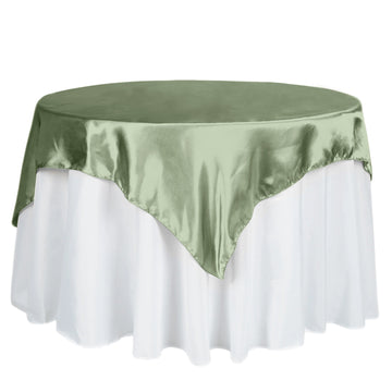 60"x60" Dusty Sage Green Square Smooth Satin Table Overlay