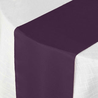Transform Your Event with the 12x108 Eggplant Polyester Table Runner