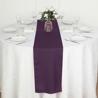 Elevate Your Event with the 12x108 Eggplant Polyester Table Runner