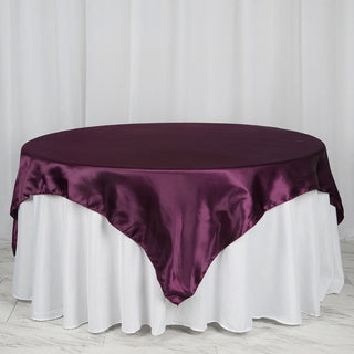 Dress Your Tables in Elegance with the Eggplant Satin Tablecloth Overlay