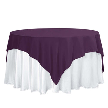 70"x70" Eggplant Square Seamless Polyester Table Overlay