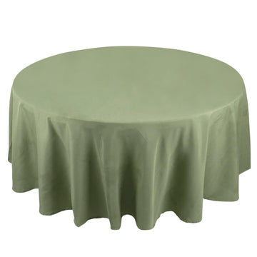 108" Dusty Sage Green Seamless Premium Polyester Round Tablecloth - 220GSM