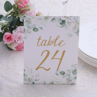 White Green Double Sided Paper Table Sign Cards for Elegant Wedding Decor White Green Double Sided Paper Table Sign Cards for Elegant Wedding Decor