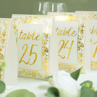<span>Exquisite White & Metallic Gold Foil Print Wedding Table Numbers</span> <span>Exquisite White & Metallic Gold Foil Print Wedding Table Numbers</span>