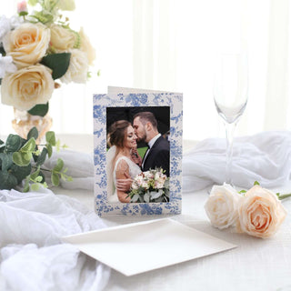Create Unforgettable Moments with White Blue French Toile Floral Photo Frame Cards Create Unforgettable Moments with White Blue French Toile Floral Photo Frame Cards