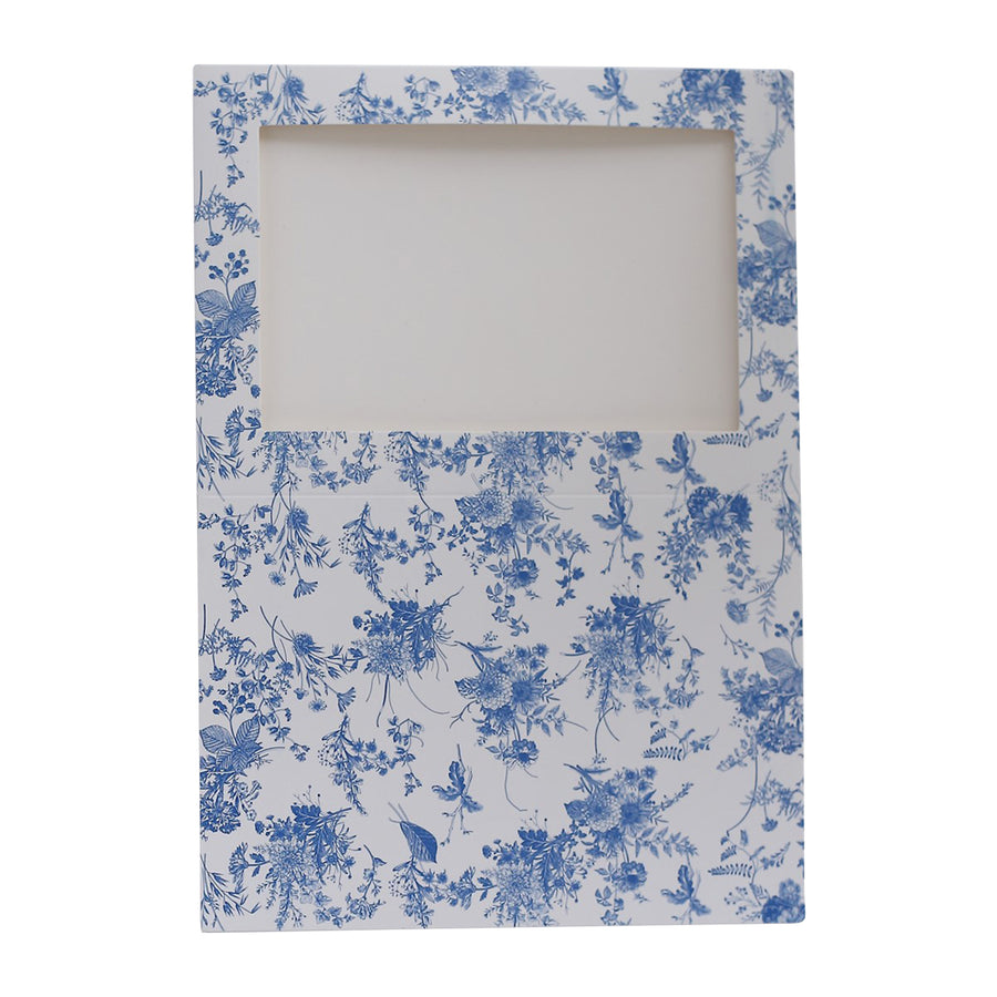25 Pack White Blue Chinoiserie Floral Photo Frame Cards with Envelopes#whtbkgd