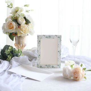 Elegant White Green Eucalyptus Leaves Photo Frame Cards for Memorable Occasions Elegant White Green Eucalyptus Leaves Photo Frame Cards for Memorable Occasions
