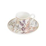 Blush Floral Design Bridal Shower Gift Set, Set of 2 Porcelain Espresso Cups and Saucers#whtbkgd
