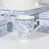 White Blue Chinoiserie Bridal Shower Gift Set, 2 Pack Porcelain Tea Cups With Matching Keepsake Gift