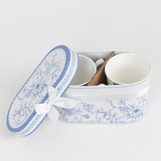 Versatile White Blue Chinoiserie Porcelain Tea Cups Set