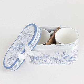 Versatile White Blue French Toile Porcelain Tea Cups Set Versatile White Blue French Toile Porcelain Tea Cups Set