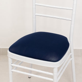 <span>Elegant Navy Blue Spandex Chiavari Chair Cushion Covers</span> <span>Elegant Navy Blue Spandex Chiavari Chair Cushion Covers</span>