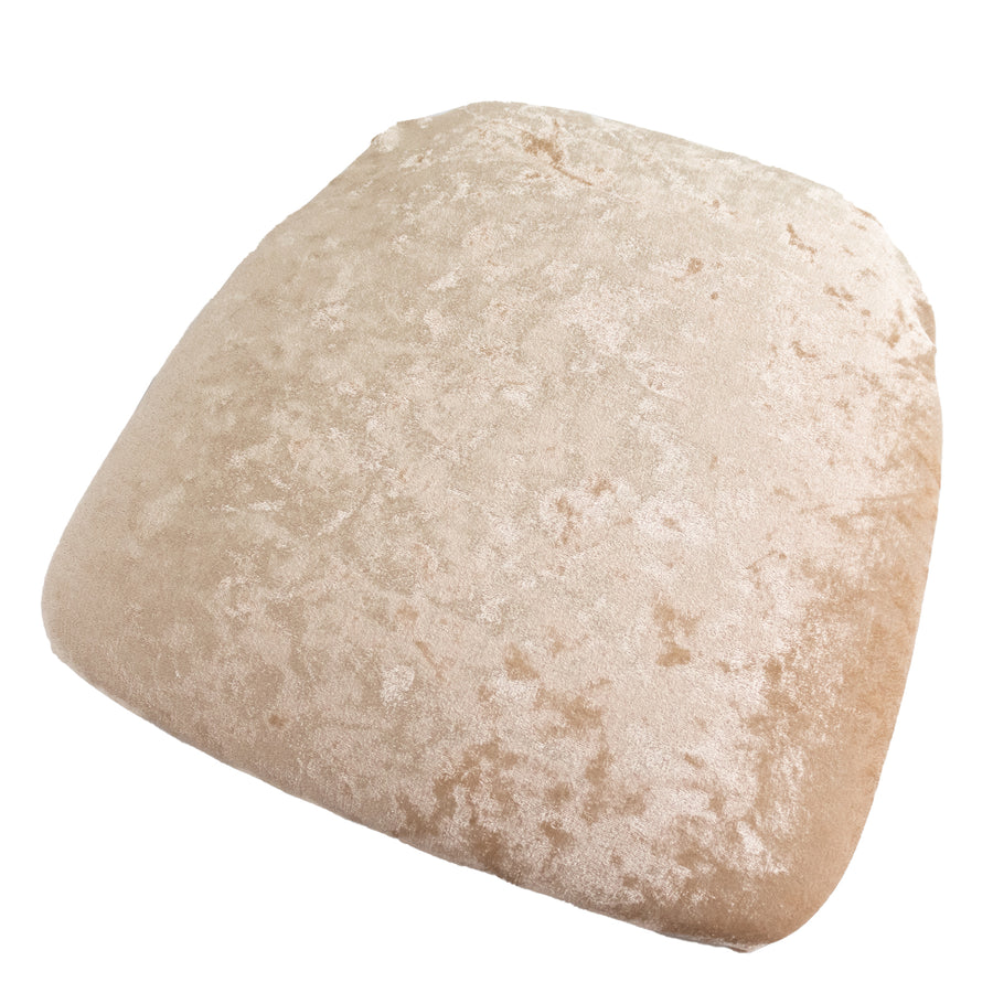 5 Pack Crushed Velvet Seat Pad Covers for Chiavari Chairs – Beige Fitted Dining Chair Cushion