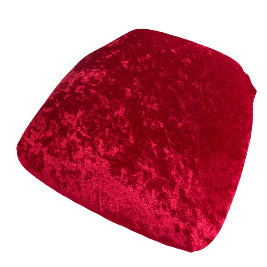 5 Pack Crushed Velvet Seat Pad Covers for Chiavari Chairs Red Fitted Dining Chair Cushion Slipcover