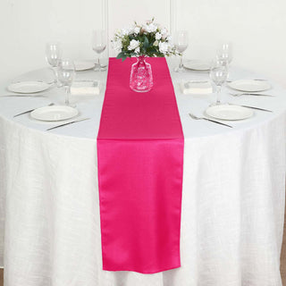 Add Elegance to Your Event with the Fuchsia Polyester Table Runner Add Elegance to Your Event with the Fuchsia Polyester Table Runner