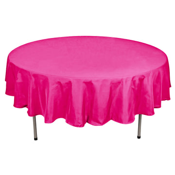 90" Fuchsia Seamless Polyester Round Tablecloth