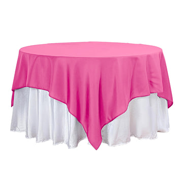 90"x90" Fuchsia Seamless Square Polyester Table Overlay