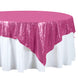 72" Premium Stripe Sequin Square Overlay For Wedding Catering Party Table Decorations - Fuchsia