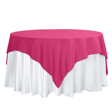 70"x70" Fuchsia Square Seamless Polyester Table Overlay