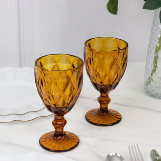 Timeless Appeal With Crystal-Cut Amber Gold Wine Glasses Timeless Appeal With Crystal-Cut Amber Gold Wine Glasses