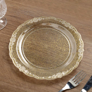 Add a Touch of Glamour to Your Table with Glittered 9" Premium Plastic Dinner Plates