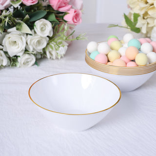 Elevate Your Dessert Experience with 24 Pack of Glossy White / Gold Rim Premium Plastic Ice Cream Bowls