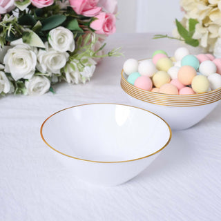 Elevate Your Dessert Experience with 24 Pack of Glossy White / Gold Rim Premium Plastic Ice Cream Bowls Elevate Your Dessert Experience with 24 Pack of Glossy White / Gold Rim Premium Plastic Ice Cream Bowls
