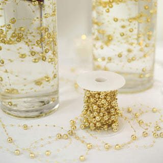 Add Elegance to Your Event Decor with Gold Artificial DIY Craft Fishing Line Pearl Chains
