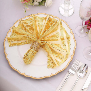 Reusable Gold Geometric Diamond Glitz Sequin Cloth Napkins for Every Occasion Reusable Gold Geometric Diamond Glitz Sequin Cloth Napkins for Every Occasion