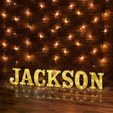6 Gold 3D Marquee Letters | Warm White 4 LED Light Up Letters | J