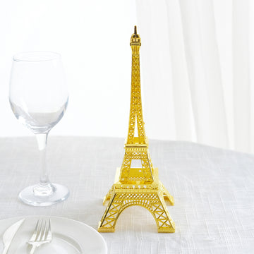 10" Gold Metal Eiffel Tower Table Centerpiece, Decorative Cake Topper