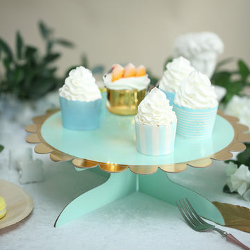 13" 1-Tier Gold Mint Cardboard Cupcake Dessert Cake Stand Holder