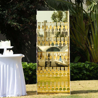 Add Elegance to Your Event with the 5ft Gold Mirror Finish 5-Tier Champagne Glass Holder Add Elegance to Your Event with the 5ft Gold Mirror Finish 5-Tier Champagne Glass Holder